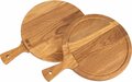 24,5cm - Ronde Houten Snijplank met Handvat en Sapgoot - type HRSH-Eiken-245