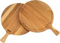 30cm - Ronde Houten Snijplank met Handvat en Sapgoot - type HRSH-Eiken-30